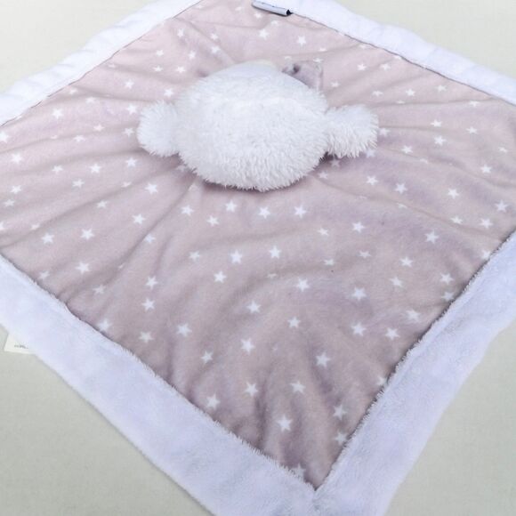 Carters Lamb Plush Lovey Security Blanket-2016-14 x 14"-Gray Stars-Embroidered - Picture 6 of 9